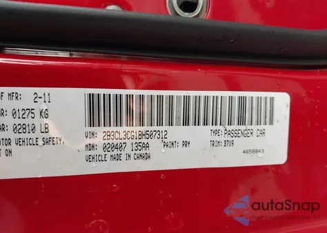 2011 Dodge Charger z USA, uszkodzony, nr VIN 2B3CL3CG1BH507312